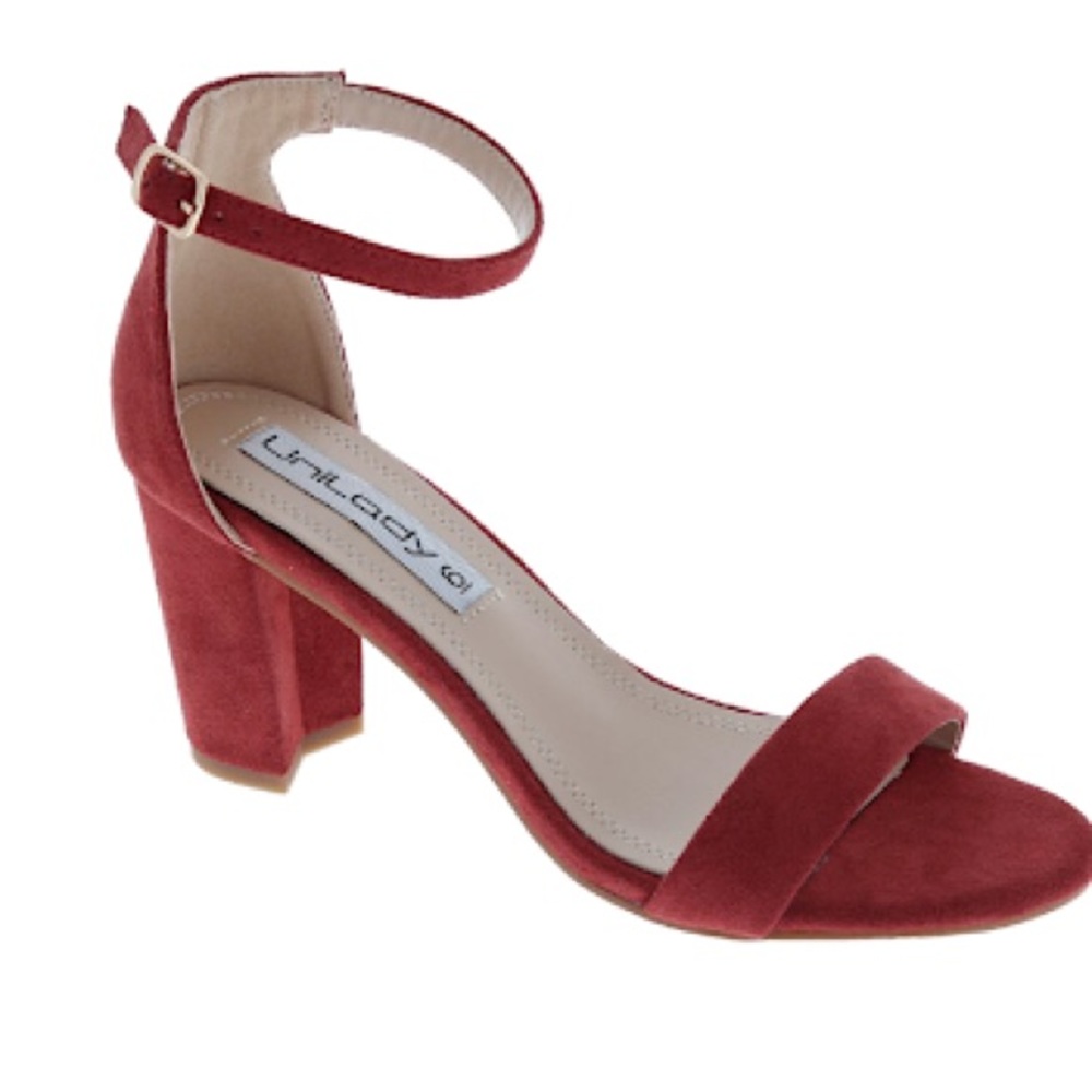 $15 ! Low heel ankle strap suede